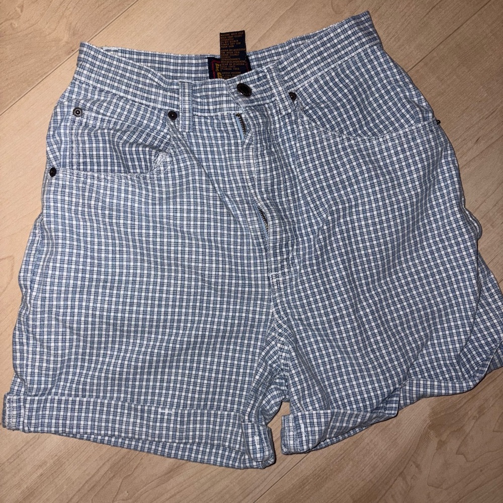 Vintage Blue Checkered women’s Shorts-from 70s